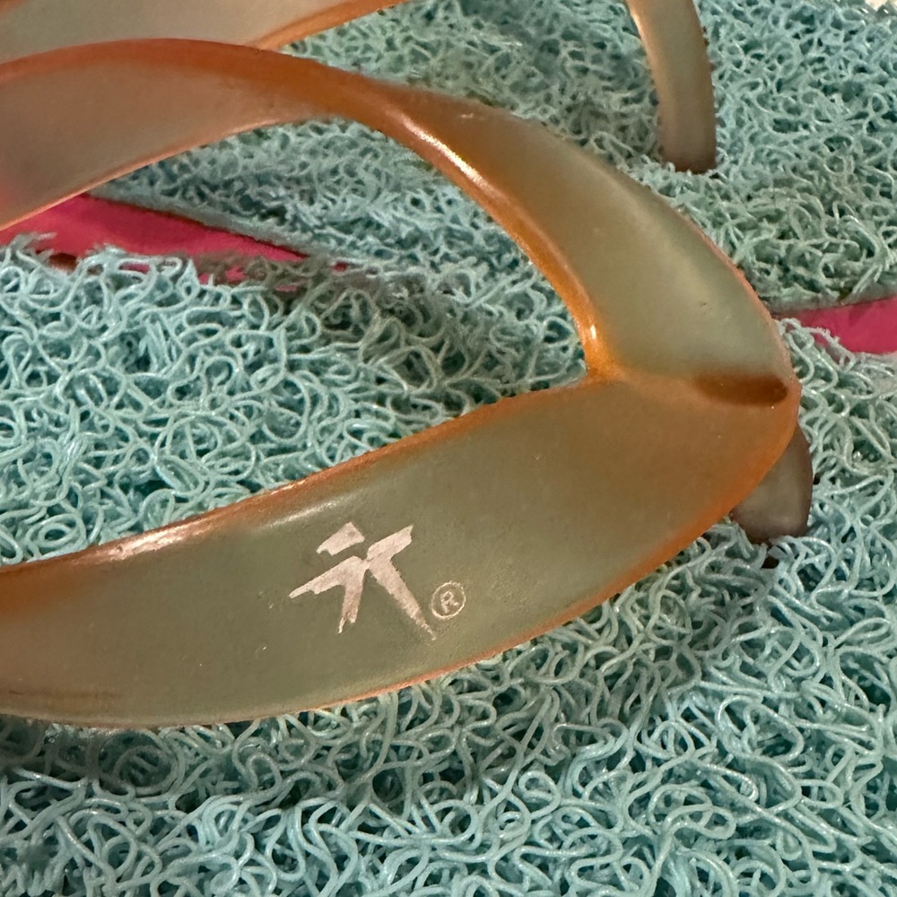 VTG Blue Pink Sponge bed Flip Flops Sz 7 Beach Sandals Bath Dorm Slippers Thong - Picture 5 of 6